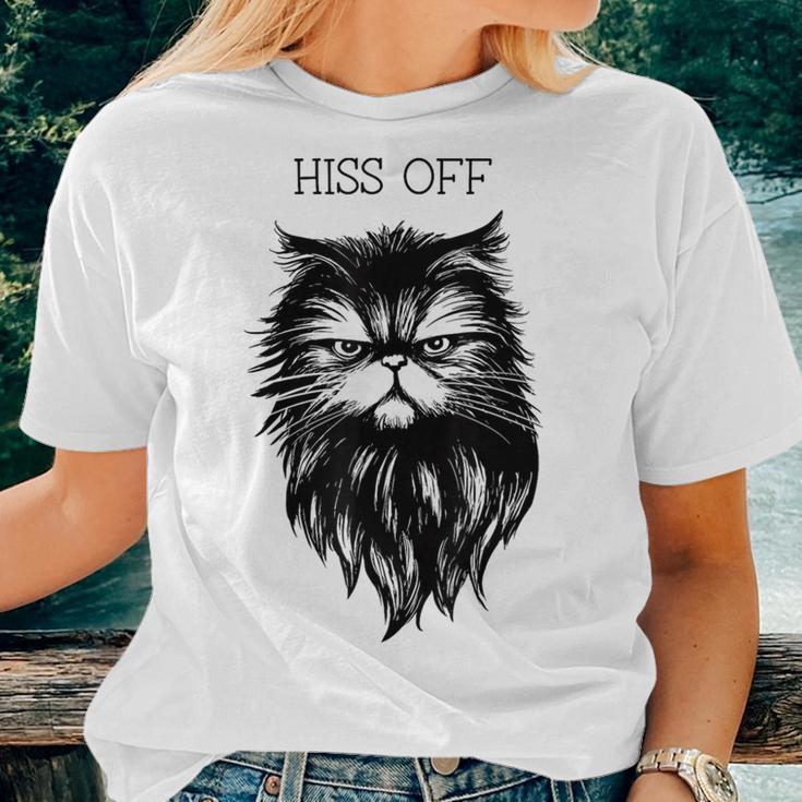 Hiss Off Cute Cat Pun Punny Meow Cat Lover Dad Mom Women T-shirt Gifts for Her