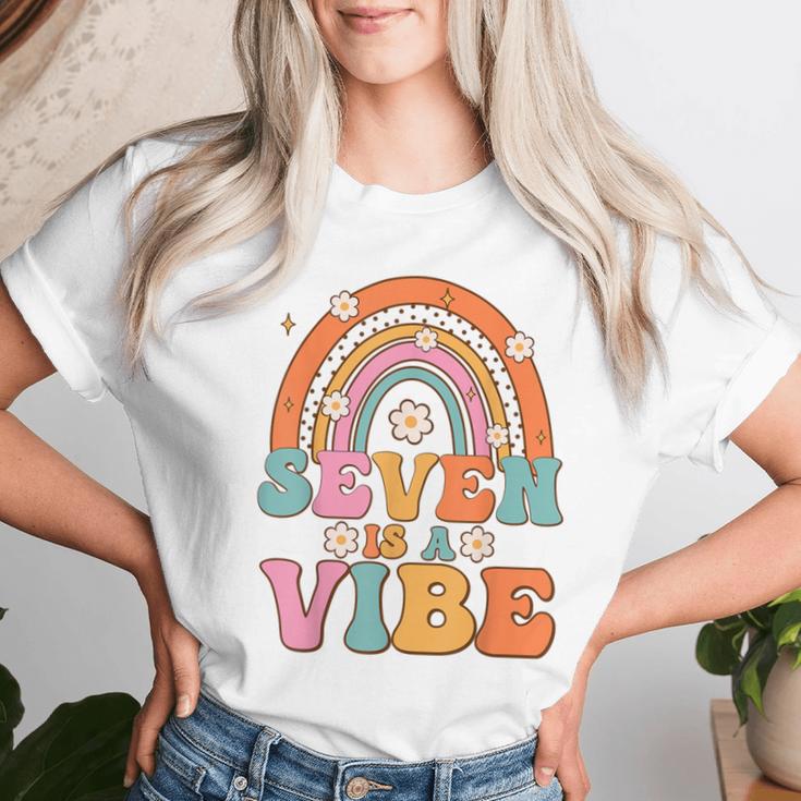 Seven Is A Vibe 7Th Birthday Rainbow Groovy Boys Girls Women T-shirt Gifts for Her