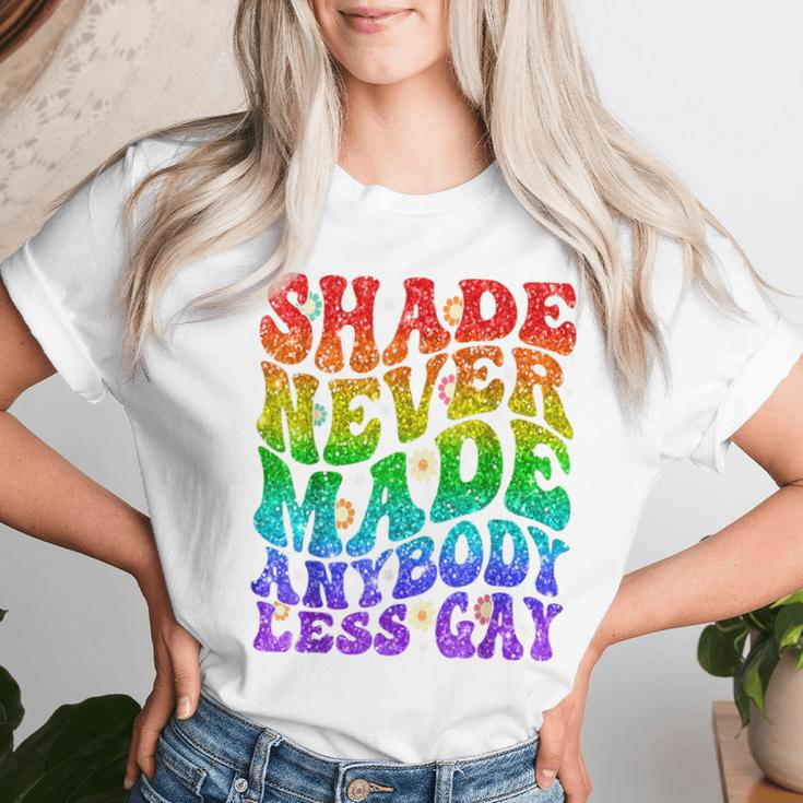 Shade Never Made Anybody Less Gay Lgbtq Rainbow Pride Groovy Women T-shirt Gifts for Her