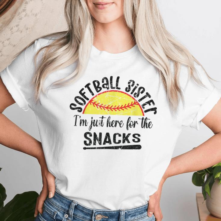 Softball Sister I'm Just Here For The Snacks Softball Women T-shirt Gifts for Her