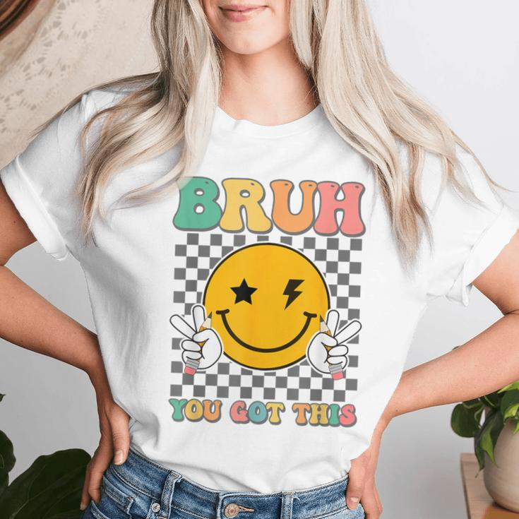 State Testing Day Teacher Groovy Smile Bruh You Got This Women T-shirt Gifts for Her