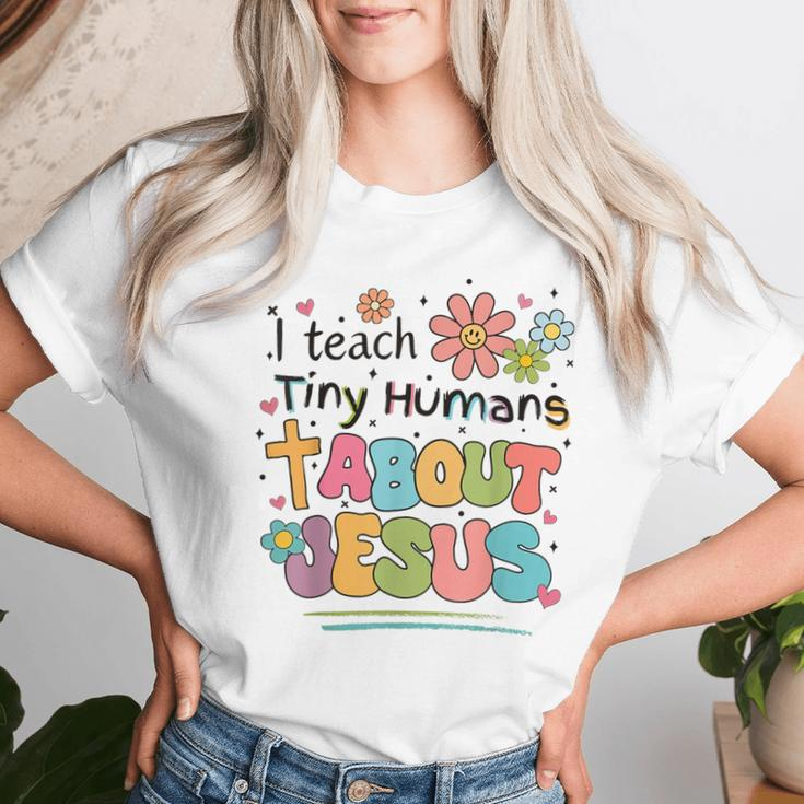 I Teach Tiny Humans About Jesus Christian Bible Teacher Women T-shirt Gifts for Her