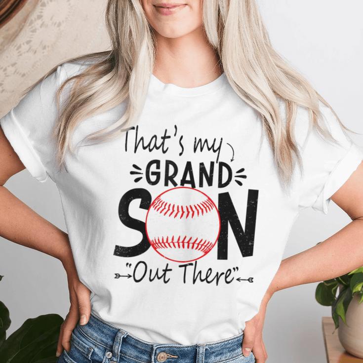 That's My Grandson Out There Baseball For Grandma Grandpa Women T-shirt Gifts for Her