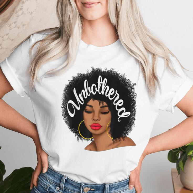 Unbothered African American Black Girl Afro Queen Women T-shirt Gifts for Her