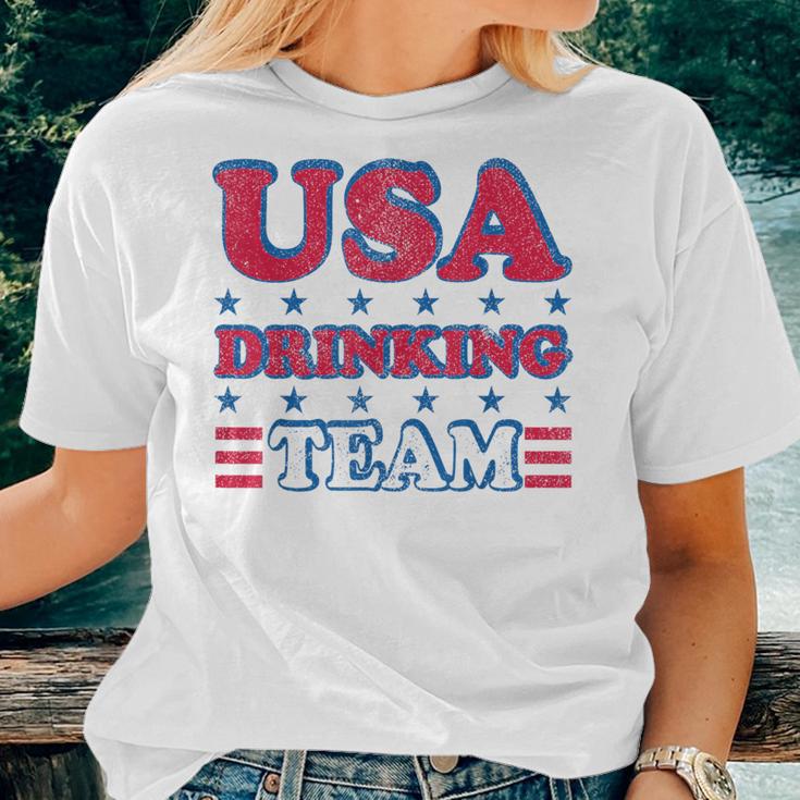 Usa Drinking Team 4Th Of July Independence Day Drunk Women T-shirt Gifts for Her