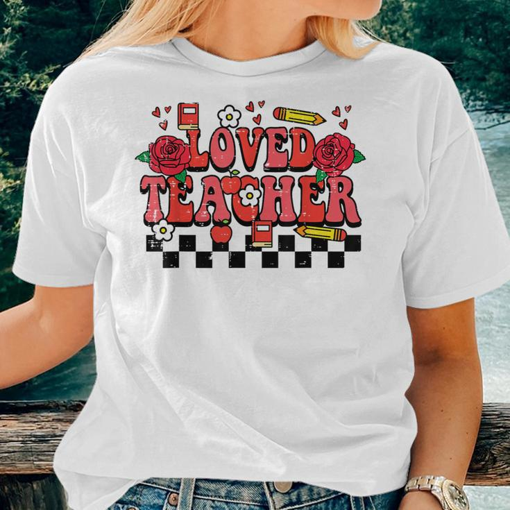 Valentines Day Loved Teacher Retro Teaching Groovy Men Women T-shirt Gifts for Her