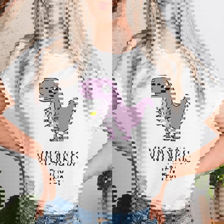 Vinosaurus Rex Dino Dinosaur Wine Wine Am Pm Fun T-shirt Frauen Geschenke für Sie