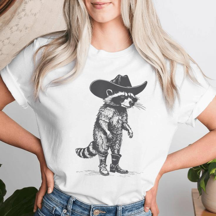 Vintage Raccoon Cowboy Cowgirl Trash Panda Western Country Women T-shirt Gifts for Her
