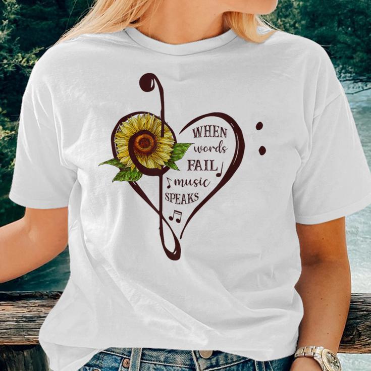 When Words Fail Music Speaks Sunflower Lover Women Women T-shirt Gifts for Her