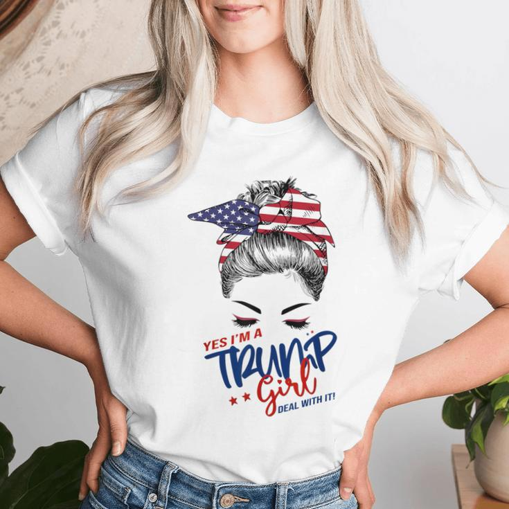 Yes I'm A Trump Girl Deal With It Messy Hair Bun Trump Women T-shirt Gifts for Her