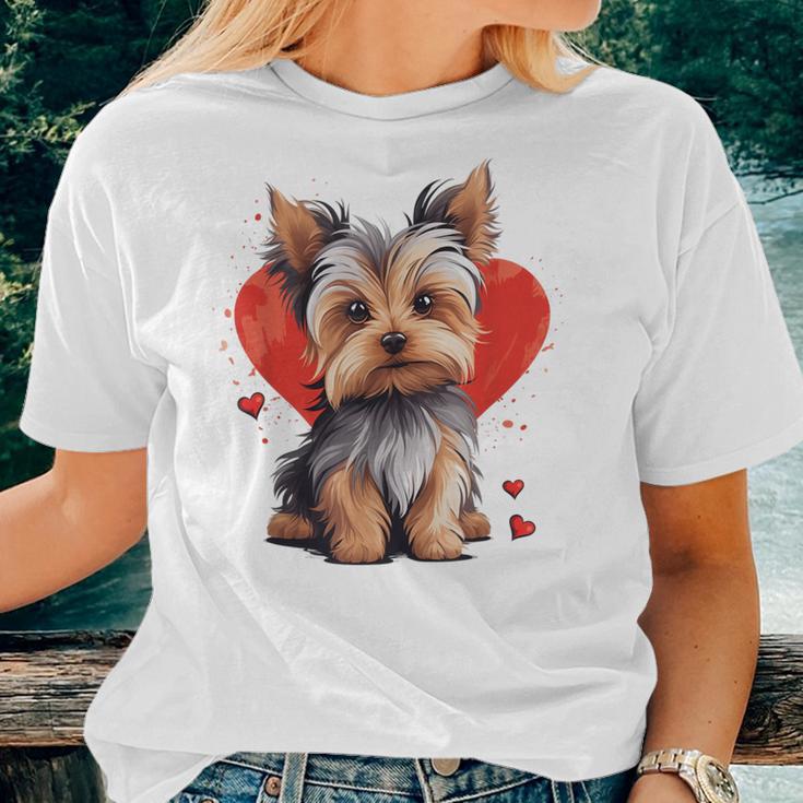 Yorkie Owner Mom Dad Yorkshire Terrier Dog Lover Valentine Women T-shirt Gifts for Her