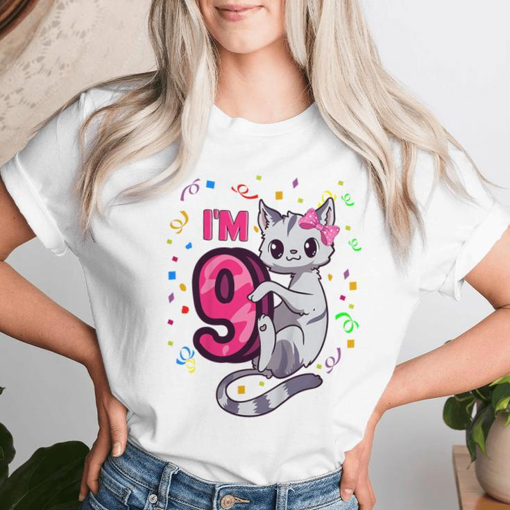 Youth Girls 9Th Birthday Outfit I'm 9 Years Old Cat Kitty Kitten Women T-shirt Gifts for Her