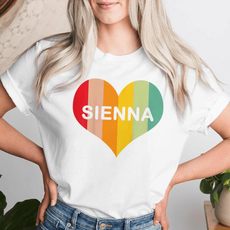 Youth Girls Sienna Name Heart Retro Vintage Women T-shirt Gifts for Her