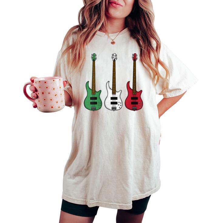 Bass Guitar Italian Flag Bassist Musician Italy Women's Oversized Comfort T-shirt