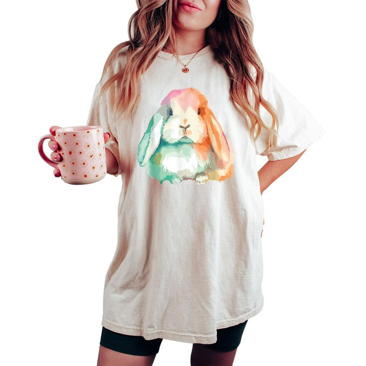 Easter Bunny Holland Lop Rabbit Girl Holland Lop Women's Oversized Comfort T-shirt
