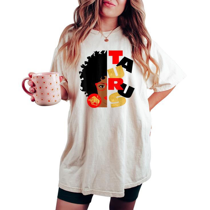 Half Face Taurus Black Queen Birthday Zodiac Curly Hair Women's Oversized Comfort T-shirt