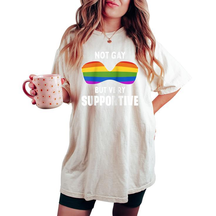 Lgbt Pride Not Gay But Very Supportive Bra Rainbow Women's Oversized Comfort T-shirt