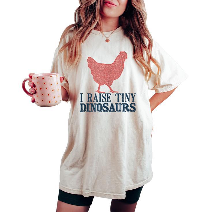 I Raise Tiny Dinosaurs Vintage Retro Chicken Silhouette Women's Oversized Comfort T-shirt