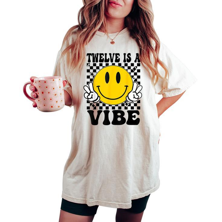 Twelve Is A Vibe 12Th Birthday Groovy Boys Girls 12 Year Old Women's Oversized Comfort T-shirt
