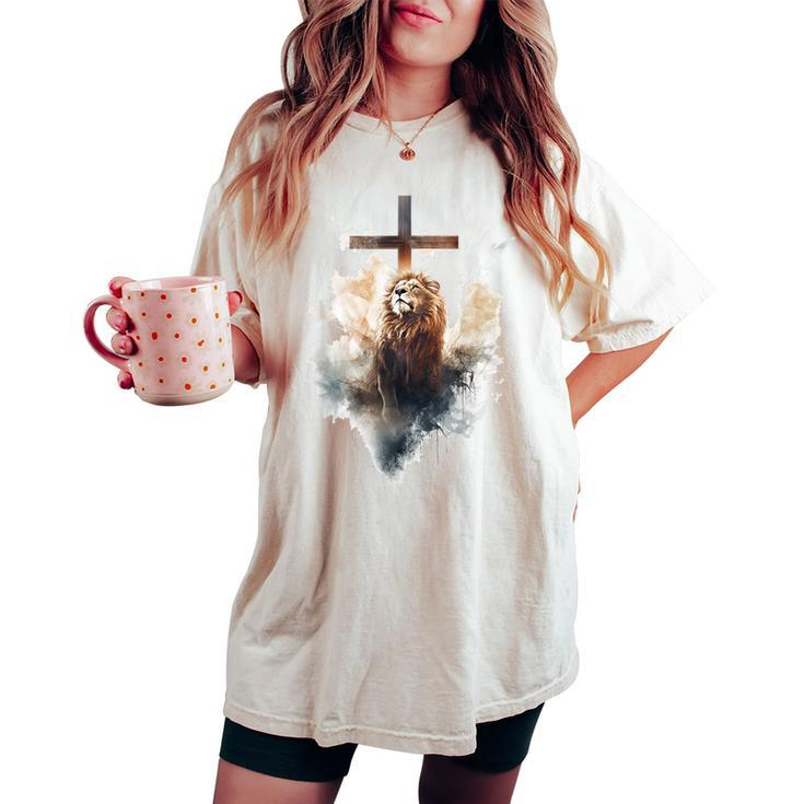 Yeshua Lion Of Judah Christian Faith Women's Oversized Comfort T-shirt