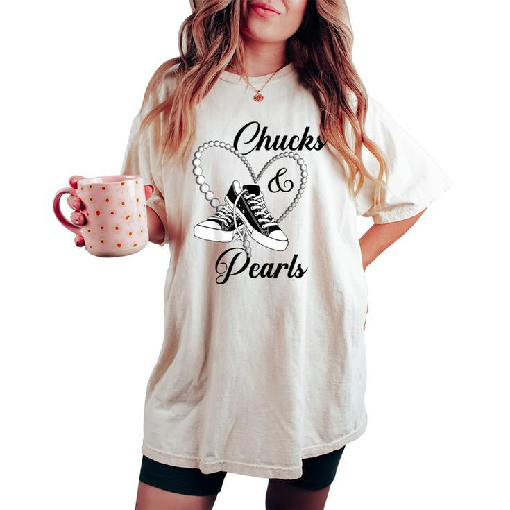 Chucks And Pearls Black 2023 For And Women's Oversized Comfort T-shirt