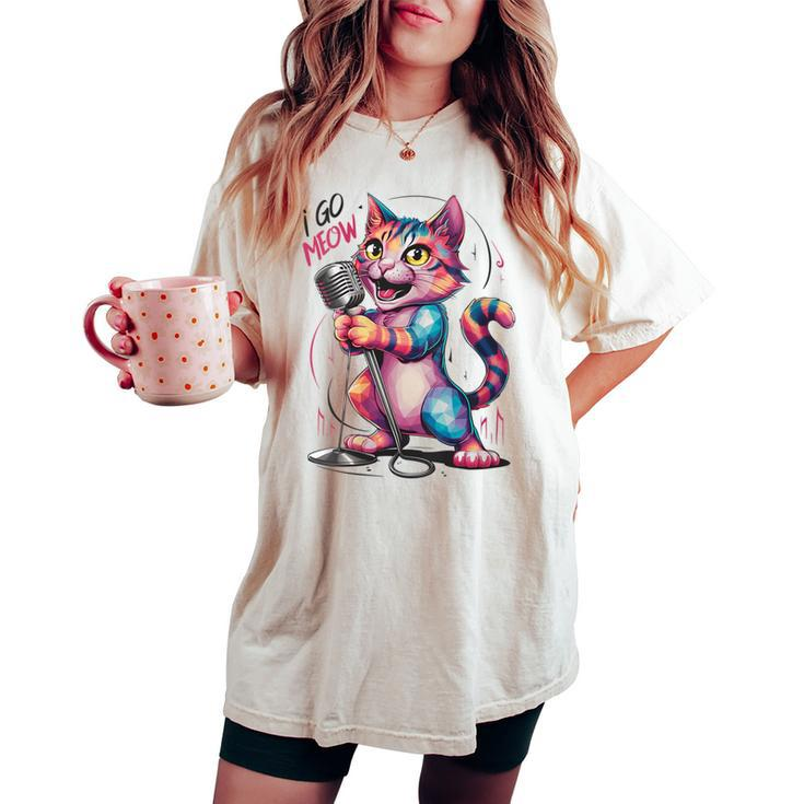 I Go Meow Colorful Singing Cat Women's Oversized Comfort T-shirt
