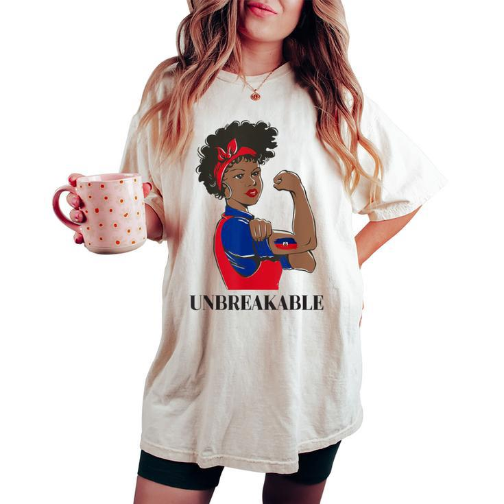Haiti Haitian Flag Day Proud Ayiti Woman Unbreakable Women's Oversized Comfort T-shirt