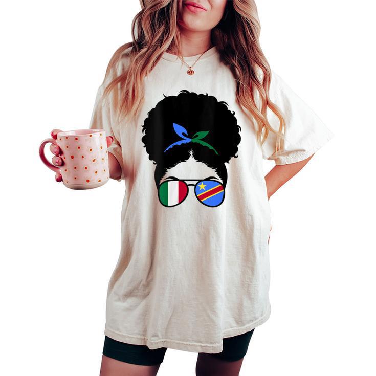 Italy And Dr Congo Mix Afro Hair Half Italian Half Congolese Women's Oversized Comfort T-shirt