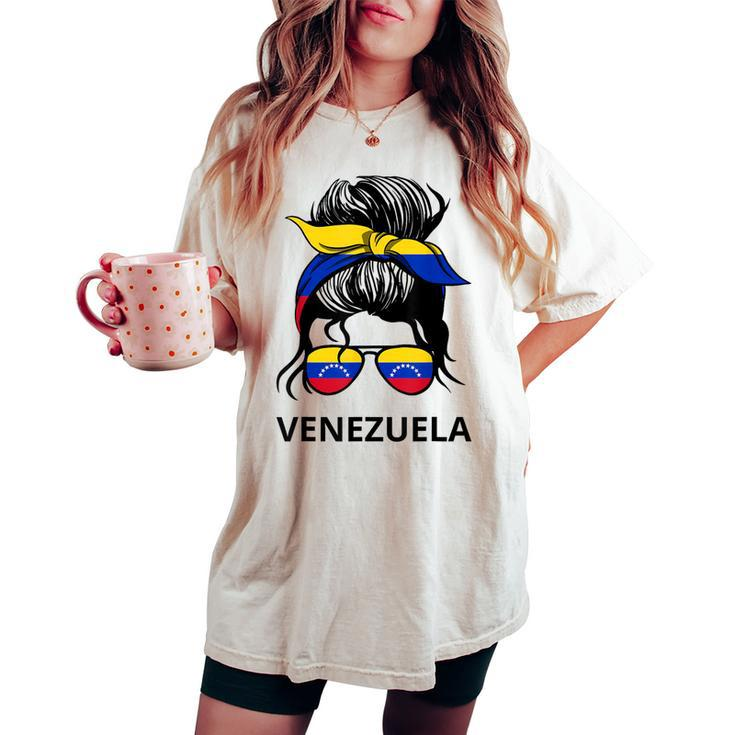 Messy Bun Girl Venezuela Pride Latina Venezuelan Women Women's Oversized Comfort T-shirt
