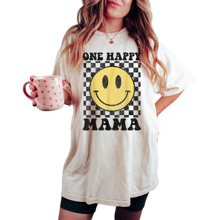 One Happy Dude Mama Happy Face 1St Birthday Party Family Women's Oversized Comfort T-shirt