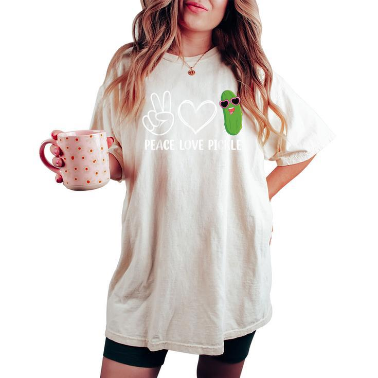 Peace Love Pickle Dancing Cucumber Pickle Squad Women's Oversized Comfort T-shirt
