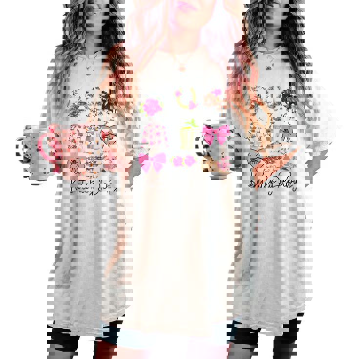 Pink Coquette Bow Derby Day Horse Racing 2024 Derby Women's Oversized Comfort T-shirt