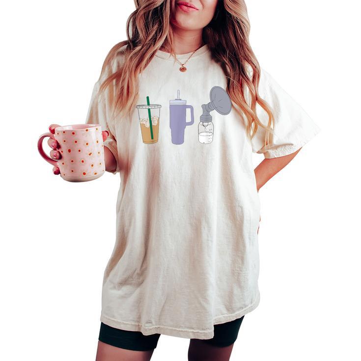 Pumping Mama Trio Breastfeeding Postpartum Nursing New Mom Women's Oversized Comfort T-shirt