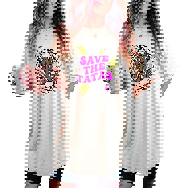 Retro Save The Tatas For Pink Breast Cancer Women's Oversized Comfort T-shirt