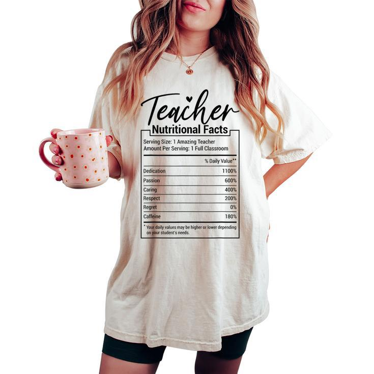 Teacher Nutrition Facts Teacher Appreciation Women's Oversized Comfort T-shirt