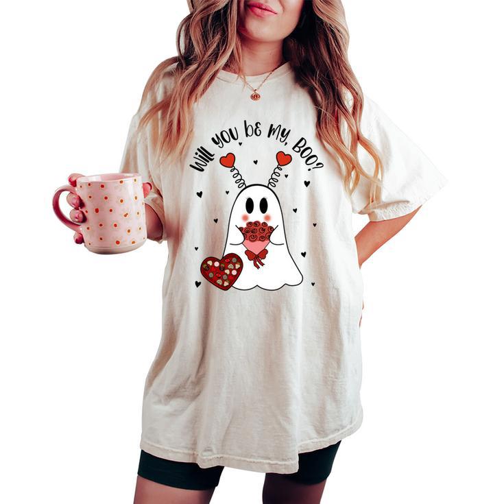 Will You Be My Boo Ghost Boujee Valentines Day Girls Women's Oversized Comfort T-shirt