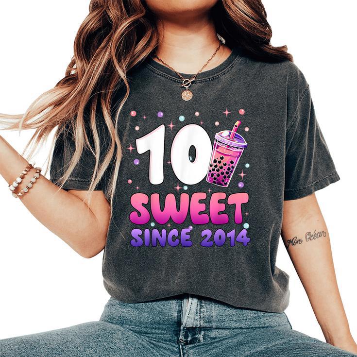 10Th Birthday 10 Yrs Old Girl Bubble Boba Tea Anime Women's Oversized Comfort T-Shirt