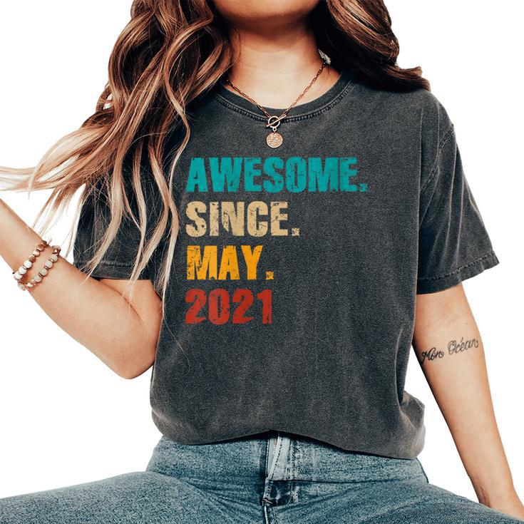 3 Year Old Vintage Awesome Since May 2021 3Rd Birthday Women's Oversized Comfort T-Shirt