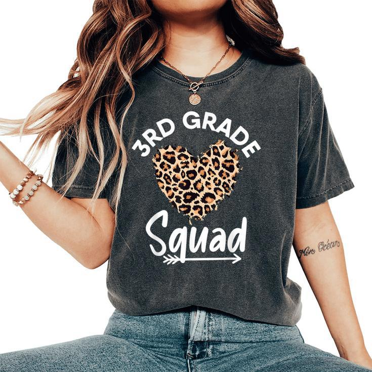 3Rd Grade Squad Teacher Cheetah Back To School Leopard Heart Women's Oversized Comfort T-Shirt