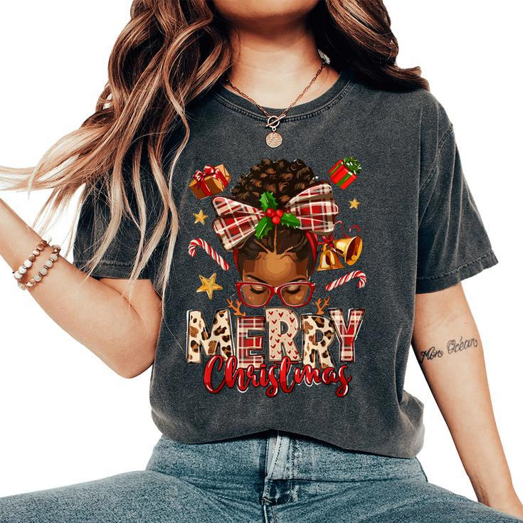 African American Christmas African Black Xmas Mom Women Women's Oversized Comfort T-Shirt