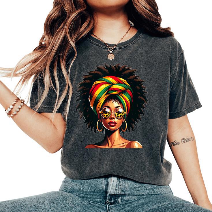 Afro Woman African Melanin Headscarf Nubian Black History Women's Oversized Comfort T-Shirt