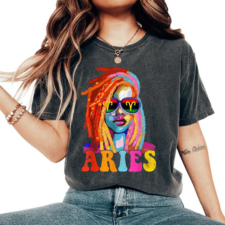 Aries Queen African American Loc'd Zodiac Sign Women's Oversized Comfort T-Shirt