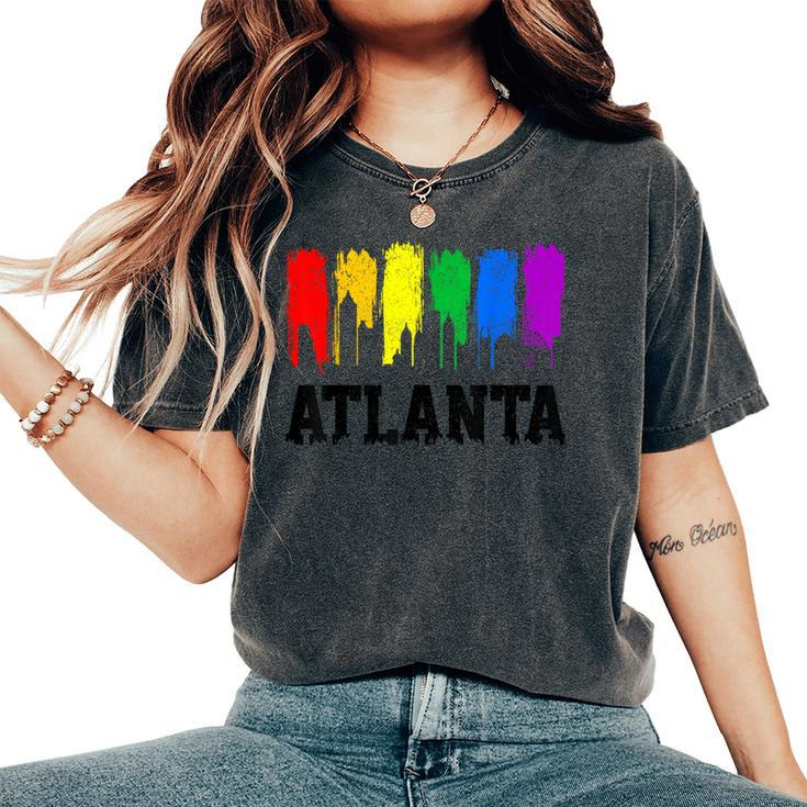 Atlanta Skyline Rainbow Atl Lgbtq Gay Pride Month Women's Oversized Comfort T-Shirt