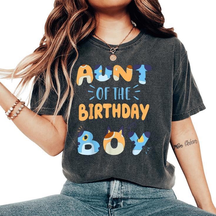 Aunt Of The Birthday Boy Dog Family Party Women's Oversized Comfort T-Shirt