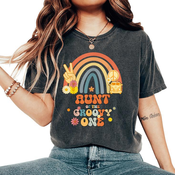 Aunt Of The Groovy One Rainbow Boho Birthday Party Women's Oversized Comfort T-Shirt