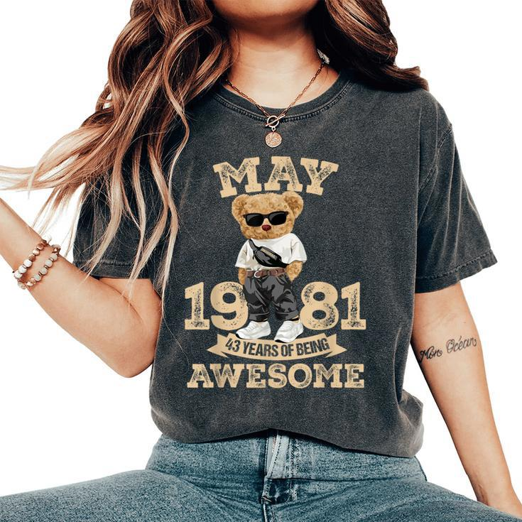Awesome Since May 1981 Retro 43Rd Birthday Women's Oversized Comfort T-Shirt