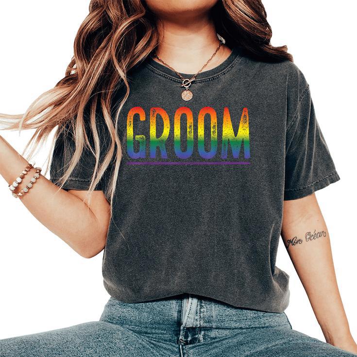 Bachelor Party Gay Pride Rainbow Groom Women's Oversized Comfort T-Shirt