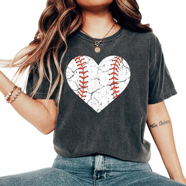 Baseball Heart Sports Player Coach Fan Girls Women's Oversized Comfort T-Shirt