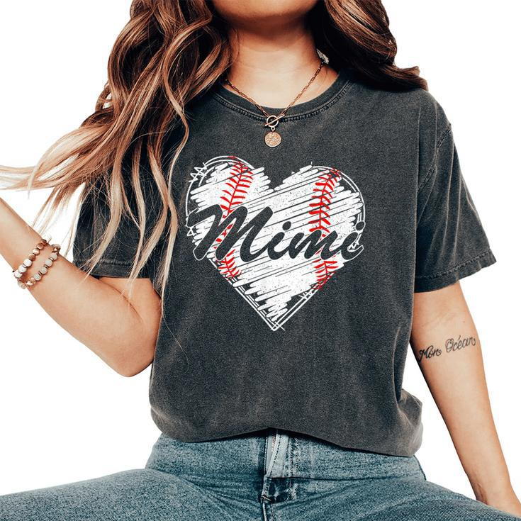 Baseball Mimi Retro Heart Baseball Grandma Mother's Day Women's Oversized Comfort T-Shirt