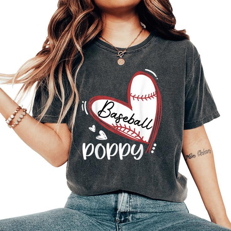 Baseball Poppy Heart Baseball Pride Mother's Day Women's Oversized Comfort T-Shirt